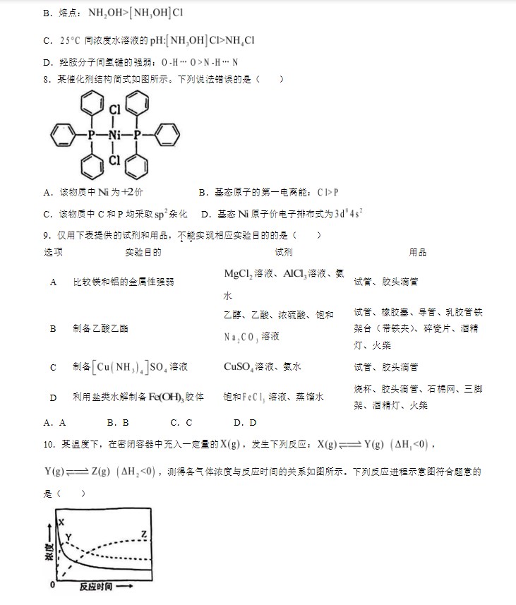 2024年安徽省高考化学真题图片