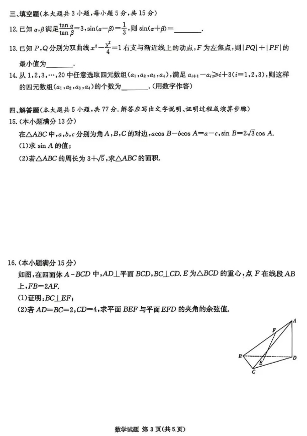 1734416001302481.png 湖南2025届高三九校联考数学试卷 答案